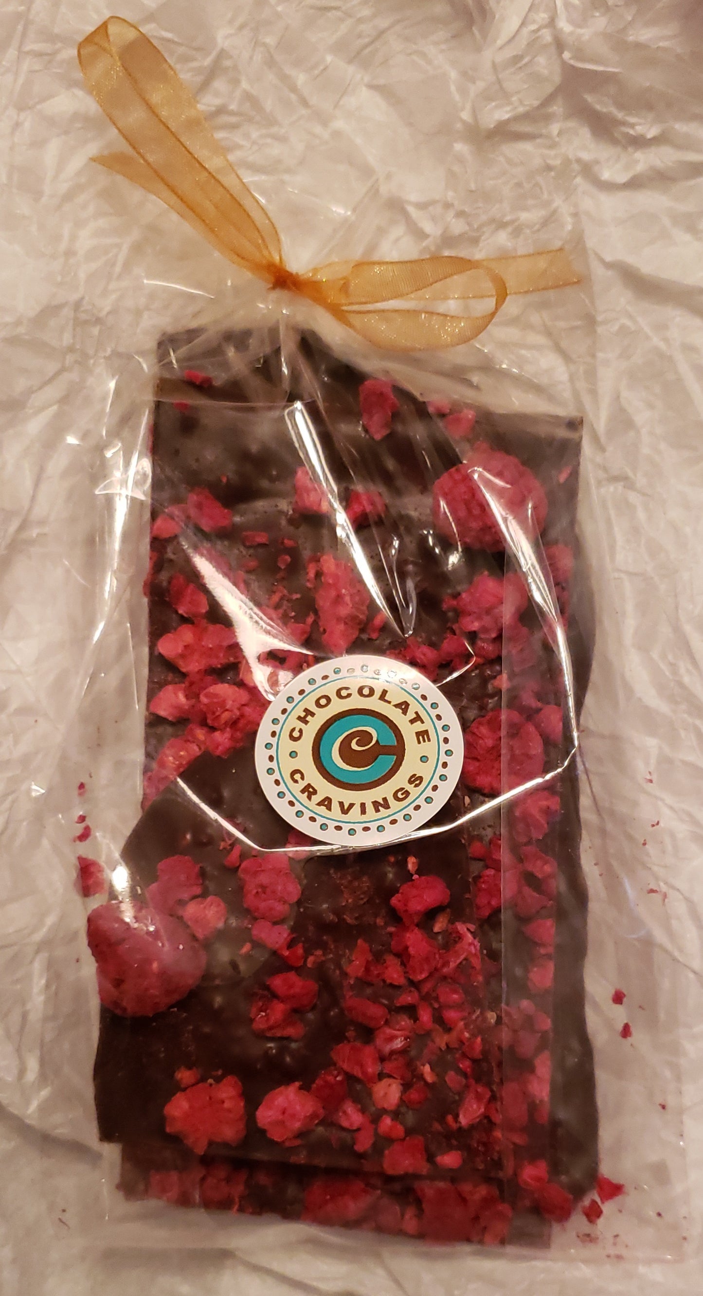 Hazelnut and Raspberry Dark Chocolate Bark 4oz