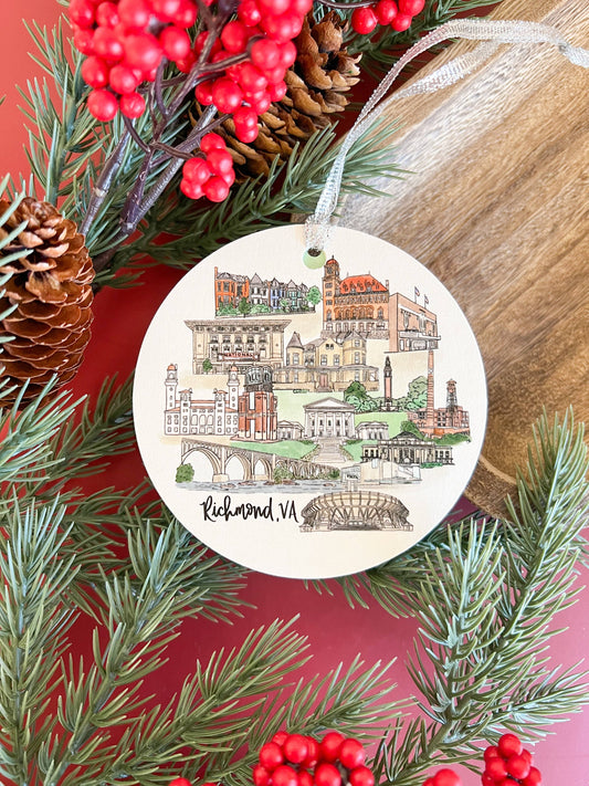 Richmond, VA Landmark Chipboard Ornament 3 inch
