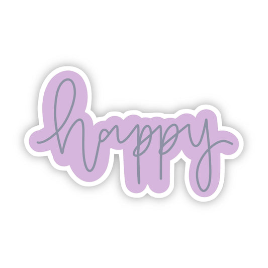 Happy Purple Cursive Sticker