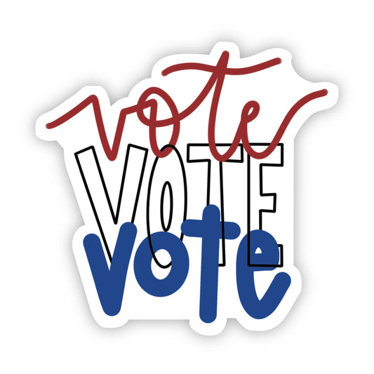 Vote Vote Vote Red, White, and Blue Sticker - Caligraphy