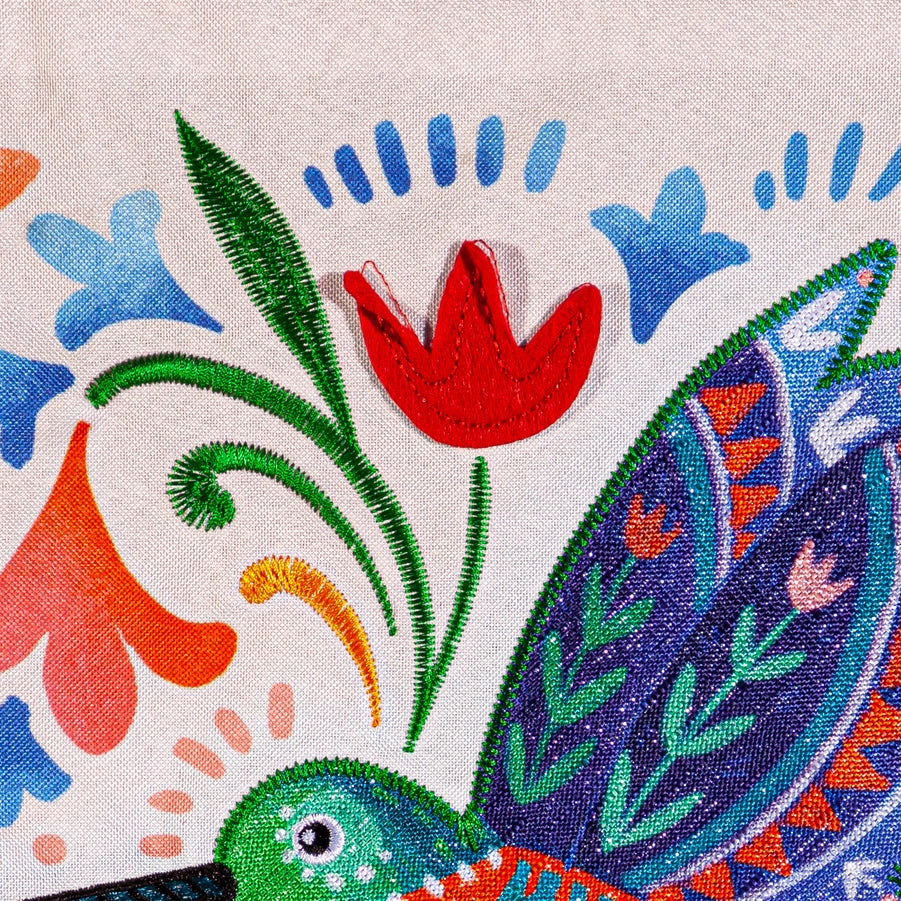 Patterned Hummingbird Linen Garden Flag