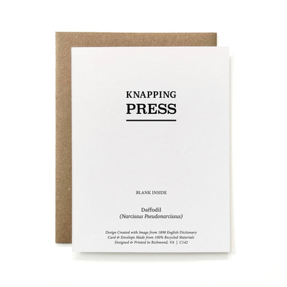 100% Recycled B&W Botanical Card - Daffodil Flower: Package-free