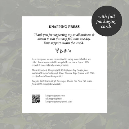 100% Recycled Botanical Mother's Day Card - B&W Strawberry: Package-free